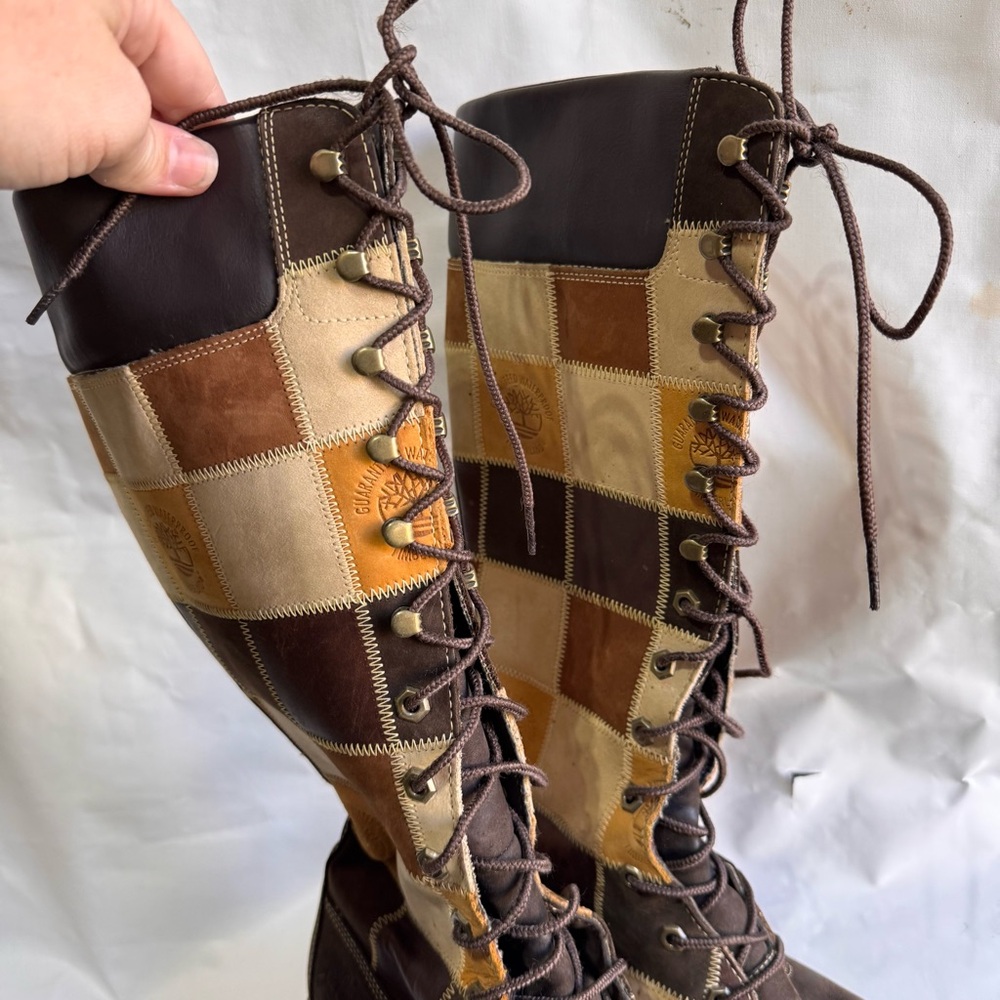 Timberland // Brown Leather Patchwork Knee High L… - image 8
